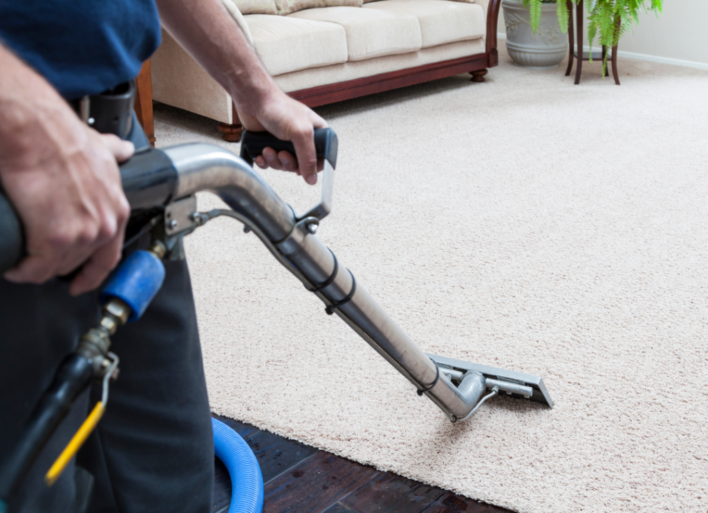 carpet cleaner cleaning living room carpet